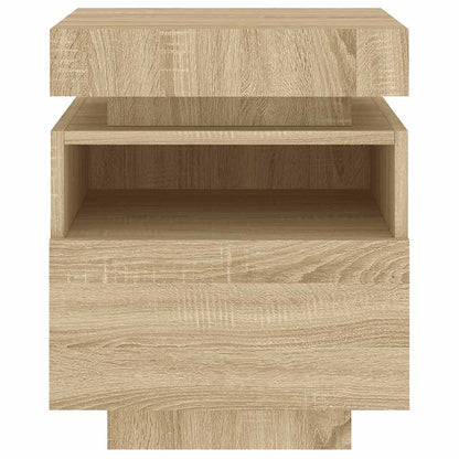 Sonoma Oak LED Bedside Cabinets 2pc Set - 40x39x48.5 cm