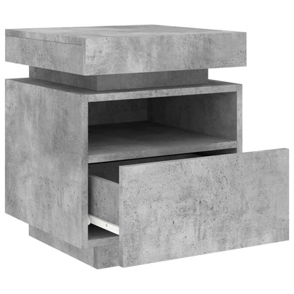 Concrete Grey Bedside Cabinet with LED Lights - 40x39x48.5 cm