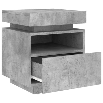 Concrete Grey Bedside Cabinets with LED Lights 2pcs — Modern Design