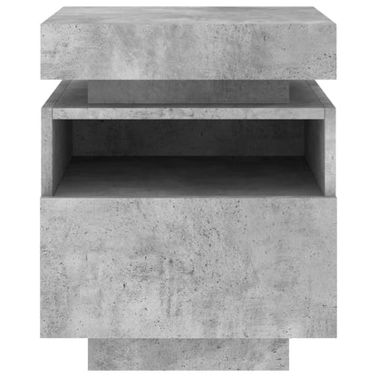 Concrete Grey Bedside Cabinets with LED Lights 2pcs — Modern Design