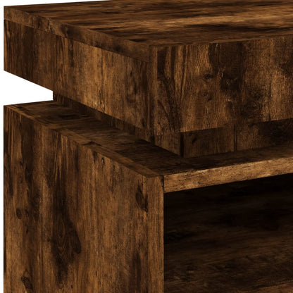 Smoked Oak Bedside Cabinet with LED Lights - 40x39x48.5 cm