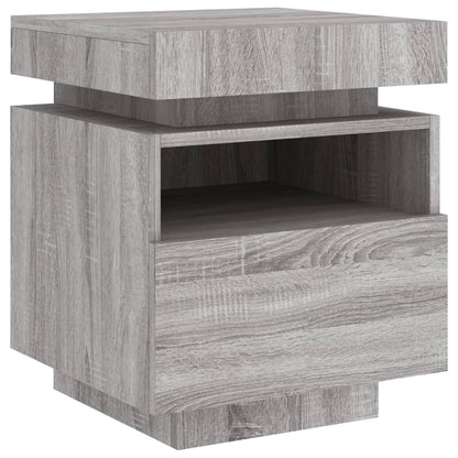 Set of 2 Grey Sonoma Bedside Cabinets with LED Lights - 40x39x48.5cm