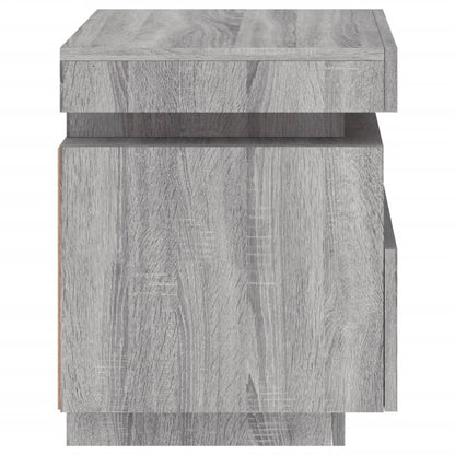 Set of 2 Grey Sonoma Bedside Cabinets with LED Lights - 40x39x48.5cm