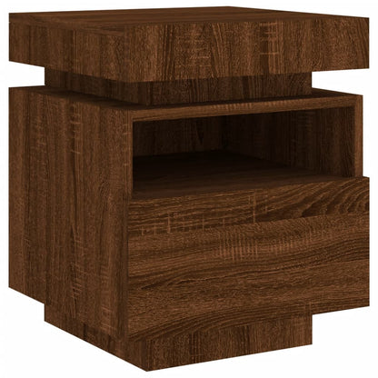 LED Bedside Cabinet Brown Oak 40x39x48.5 cm - Stylish Nightstand