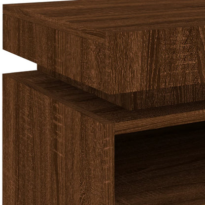 LED Bedside Cabinet Brown Oak 40x39x48.5 cm - Stylish Nightstand