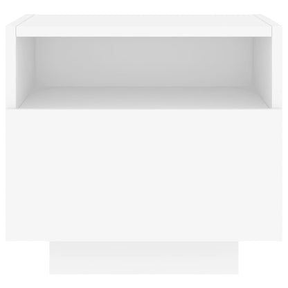 White Bedside Cabinet with LED Lights, 40x39x37 cm - Modern Design