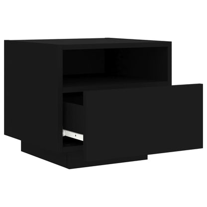 Black LED Bedside Cabinets, Set of 2, 40x39x37 cm - Modern Elegance