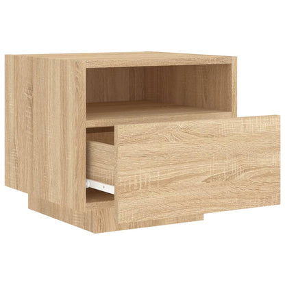Sonoma Oak Bedside Cabinet with LED Lights - 40x39x37 cm