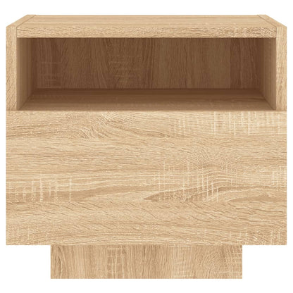 Sonoma Oak Bedside Cabinet with LED Lights - 40x39x37 cm