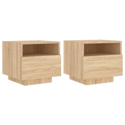Sonoma Oak LED Bedside Cabinets 2pcs - 40x39x37cm