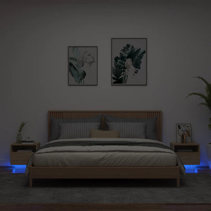 Sonoma Oak LED Bedside Cabinets 2pcs - 40x39x37cm