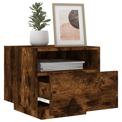 Smoked Oak LED Bedside Cabinets 2 Pcs - Modern Nightstand 40x39x37 cm