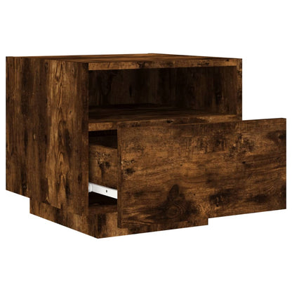 Smoked Oak LED Bedside Cabinets 2 Pcs - Modern Nightstand 40x39x37 cm