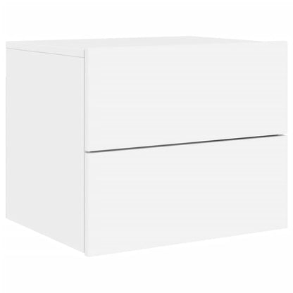 White Wall-Mounted Bedside Cabinet with LED Lights