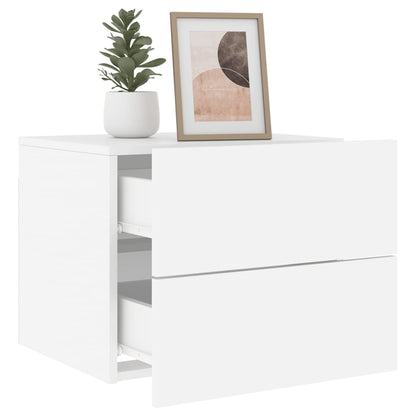 White Wall-Mounted Bedside Cabinets with LED Lights - 2 Pcs