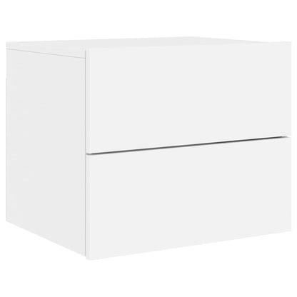 White Wall-Mounted Bedside Cabinets with LED Lights - 2 Pcs