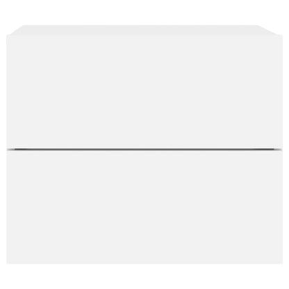 White Wall-Mounted Bedside Cabinets with LED Lights - 2 Pcs