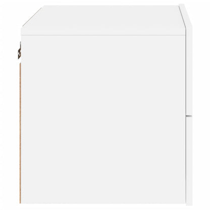 White Wall-Mounted Bedside Cabinets with LED Lights - 2 Pcs
