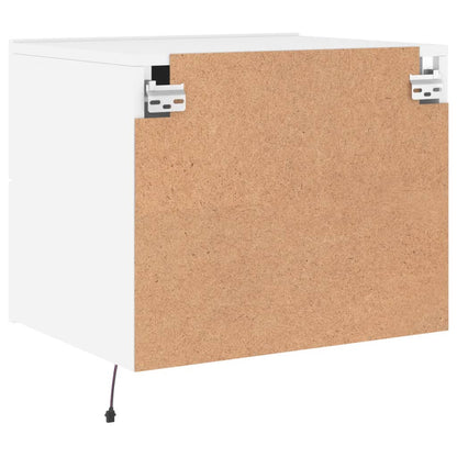White Wall-Mounted Bedside Cabinets with LED Lights - 2 Pcs