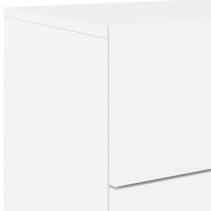 White Wall-Mounted Bedside Cabinets with LED Lights - 2 Pcs