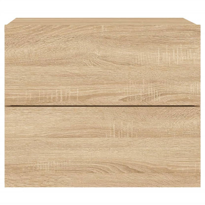 Sonoma Oak Wall-Mounted Bedside Cabinet with LED Lights