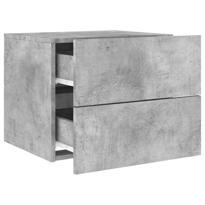 Concrete Grey Wall-Mounted Bedside Cabinet with LED Lights