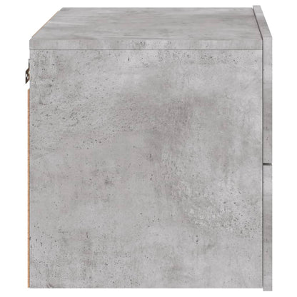 Concrete Grey Wall-Mounted Bedside Cabinets with LED Lights, 2 pcs