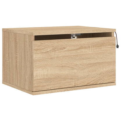 Sonoma Oak Wall-Mounted Bedside Cabinets with LED Lights, 2 Pack