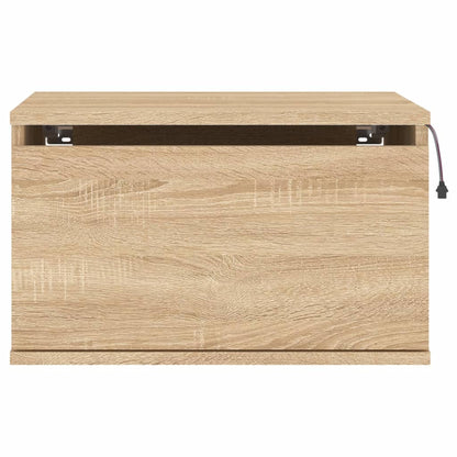 Sonoma Oak Wall-Mounted Bedside Cabinets with LED Lights, 2 Pack