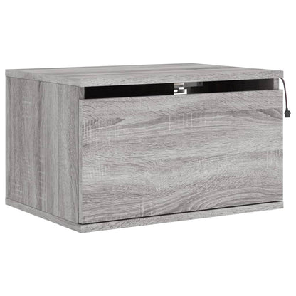 Grey Sonoma Wall-Mounted Bedside Cabinet with LED Lights