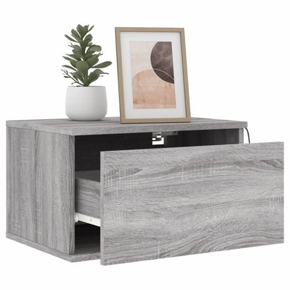 Grey Sonoma Wall-Mounted Bedside Cabinet with LED Lights