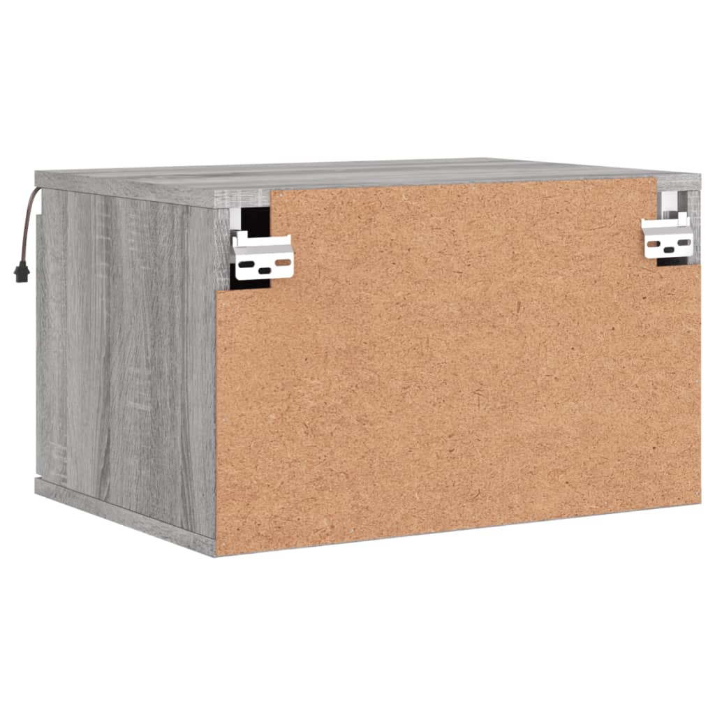 Grey Sonoma Wall-Mounted Bedside Cabinet with LED Lights