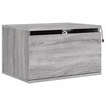 Grey Sonoma Wall-mounted Bedside Cabinets, 2 pcs with LED Lights
