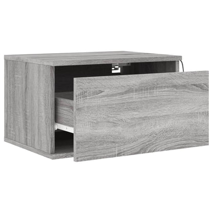 Grey Sonoma Wall-mounted Bedside Cabinets, 2 pcs with LED Lights