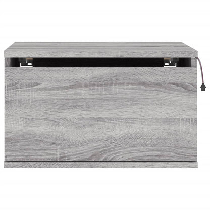 Grey Sonoma Wall-mounted Bedside Cabinets, 2 pcs with LED Lights