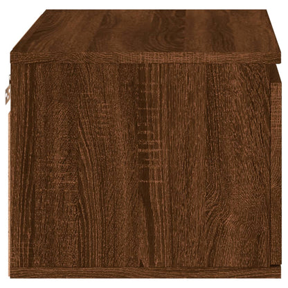 Brown Oak Wall-Mounted Bedside Cabinet with LED Lights