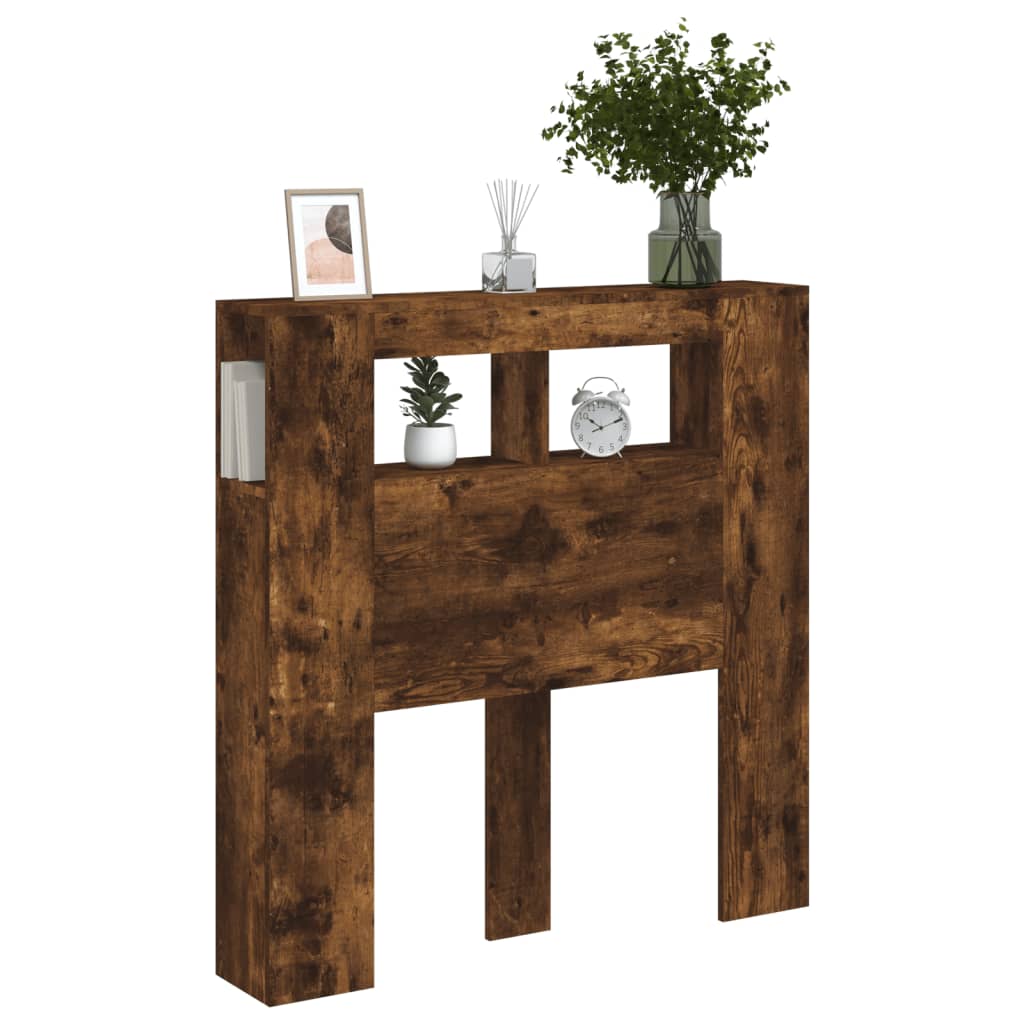 Smoked Oak LED Headboard, Engineered Wood, 100x18.5x103.5 cm