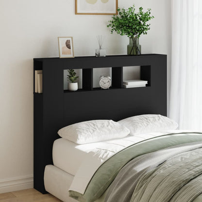 LED Headboard Black Engineered Wood 120x18.5x103.5 cm