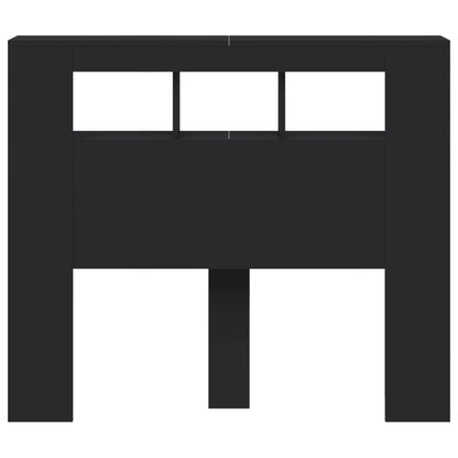 LED Headboard Black Engineered Wood 120x18.5x103.5 cm
