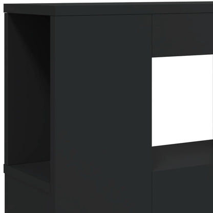 LED Headboard Black Engineered Wood 120x18.5x103.5 cm