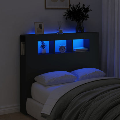 LED Headboard Black Engineered Wood 120x18.5x103.5 cm