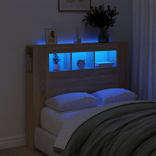 Sonoma Oak LED Headboard - 120x18.5x103.5 cm Engineered Wood