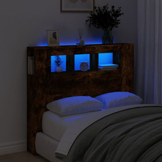 Smoked Oak LED Headboard 120x18.5x103.5 cm - Engineered Wood
