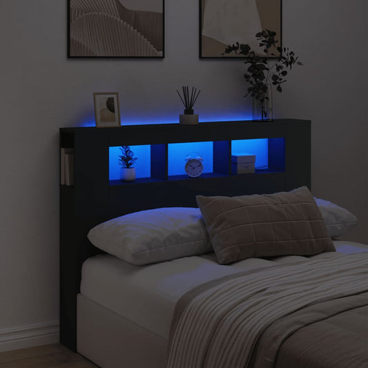 Black LED Headboard - 140x18.5x103.5 cm - Engineered Wood