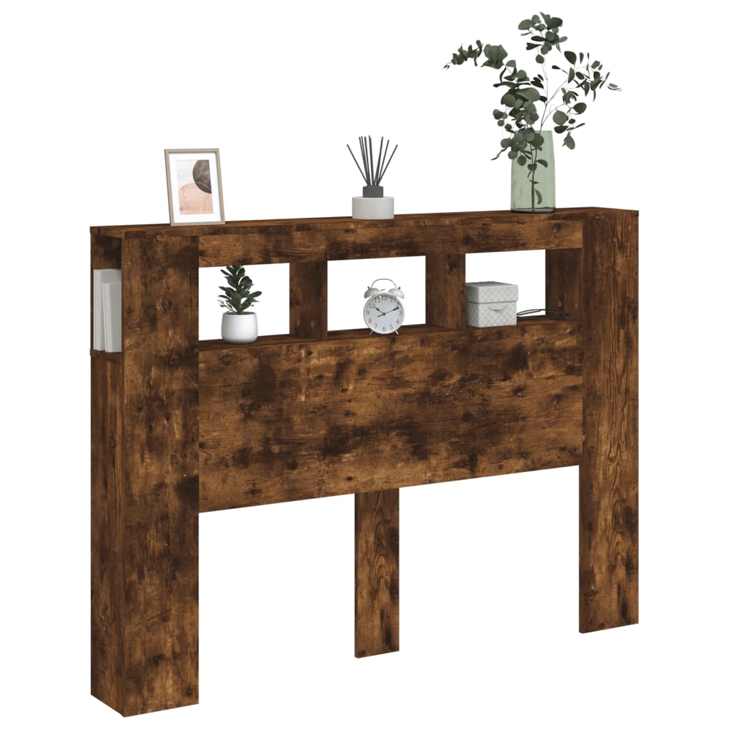 Smoked Oak LED Headboard 140x18.5x103.5 cm - Engineered Wood