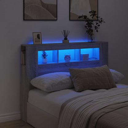 Grey Sonoma LED Headboard in Engineered Wood - 140x18.5x103.5 cm