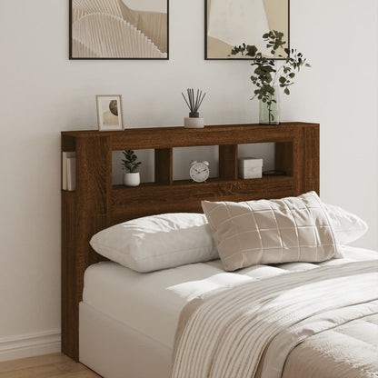 Brown Oak LED Headboard - Engineered Wood, 140x18.5x103.5 cm