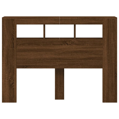 Brown Oak LED Headboard - Engineered Wood, 140x18.5x103.5 cm
