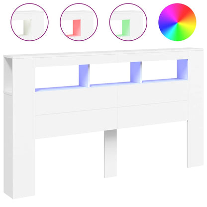 White LED Headboard 180x18.5x103.5 cm - Engineered Wood Beauty