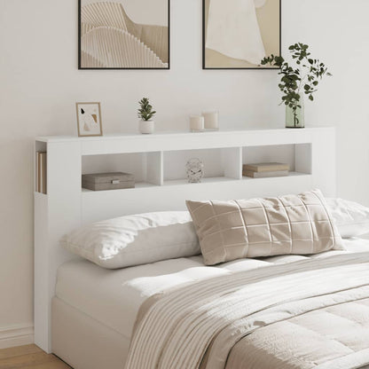White LED Headboard 180x18.5x103.5 cm - Engineered Wood Beauty